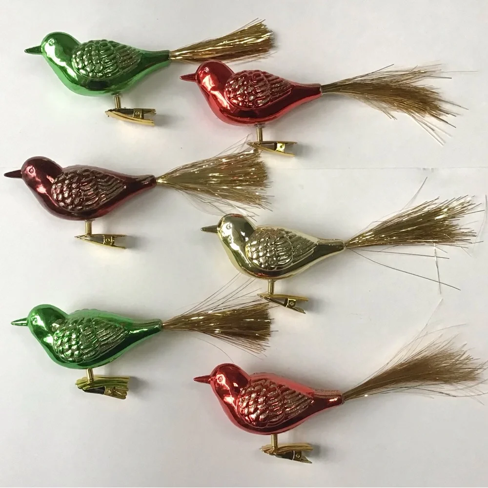 Martha Stewart Living Bird Ornaments Clip-On Shatter-Resistant Multi-Color 6Pcs